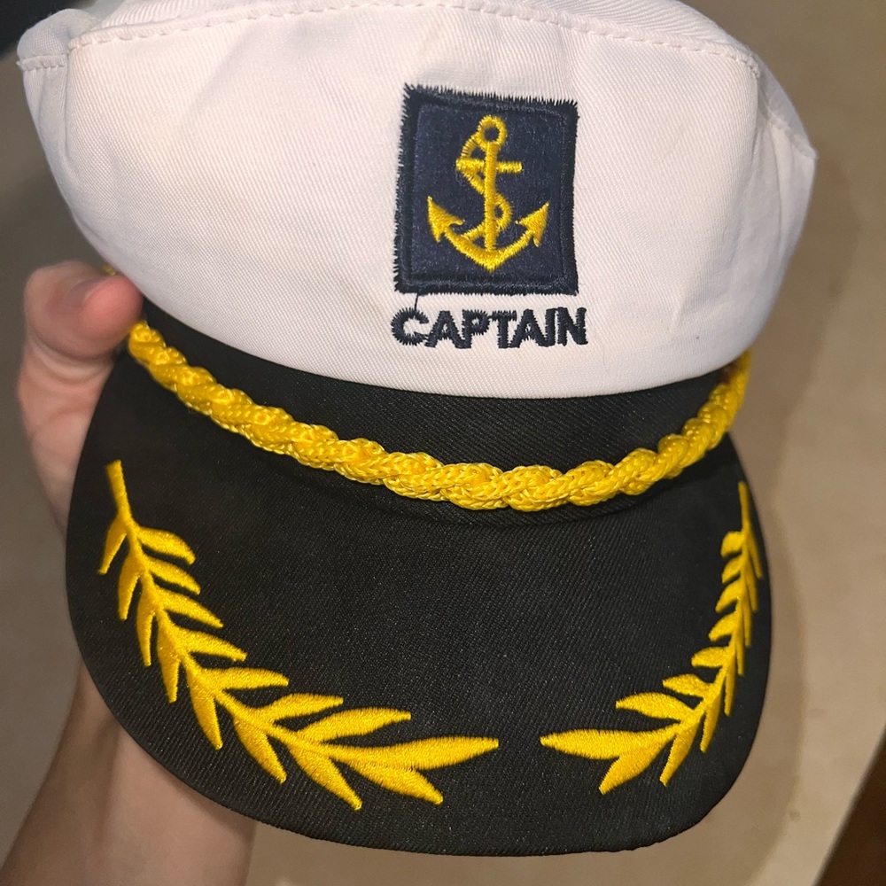 Adjustable Captain Hat With Yellow Embroidery - image 5
